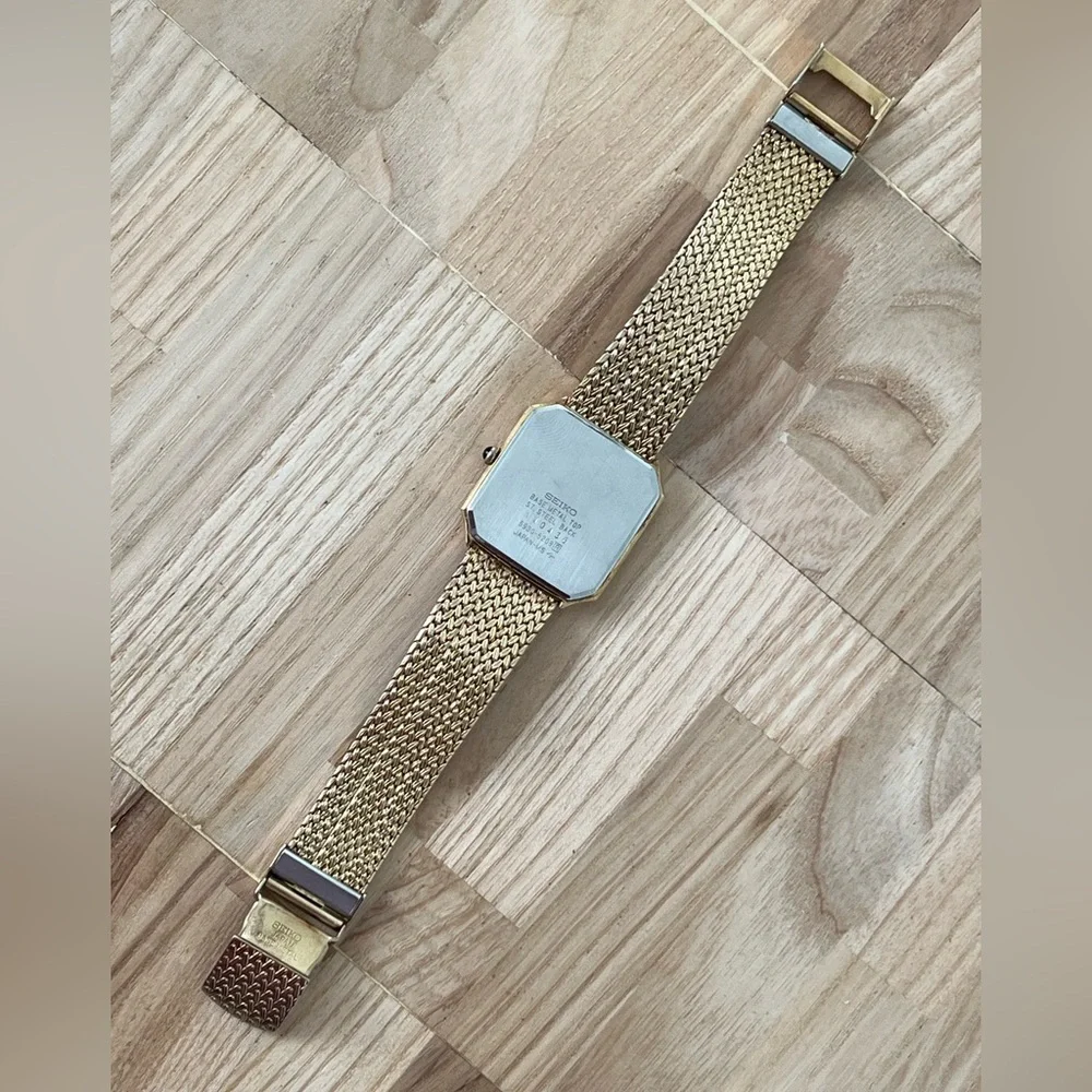 Seiko Lassale Ultra Rare Vintage Luxury Watch Gold Weave Bracelet Sparkling Dial